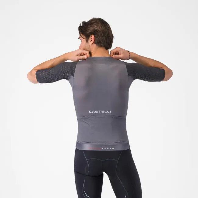 Tricou cu maneca scurta Castelli Aero Race 8s, pentru barbati, gri inchis L