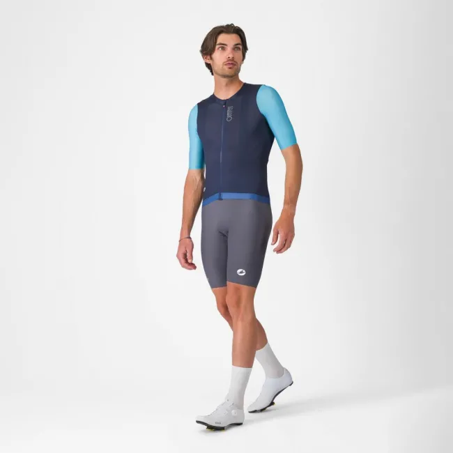 Tricou cu maneca scurta Castelli Corretto, pentru barbati, albastru neon/albastru belgian L