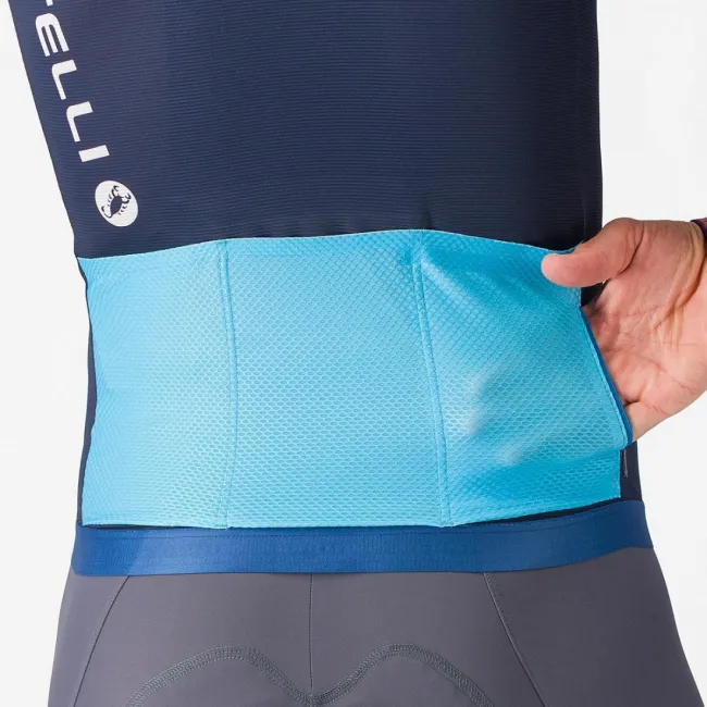 Tricou cu maneca scurta Castelli Corretto, pentru barbati, albastru neon/albastru belgian M