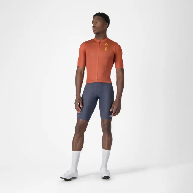 Tricou cu maneca scurta Castelli Drittone Logo, pentru barbati, paprika/mango mojito XL