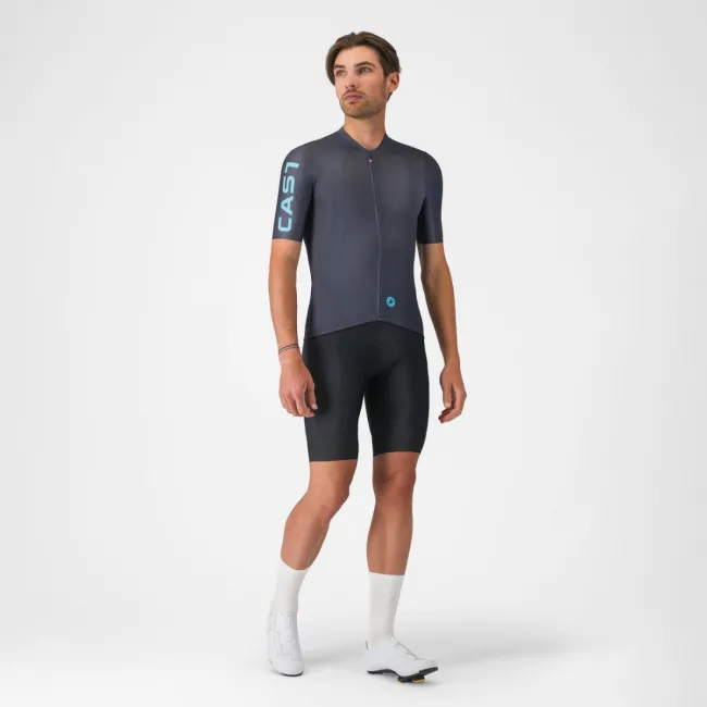 Tricou cu maneca scurta Castelli Entrata Apex, pentru barbati, albastru neon/albastru inchis S