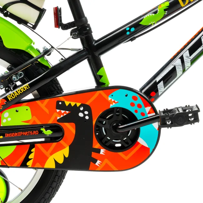 Bicicleta Copii DHS Dino - 18 Inch, Negru Reambalat