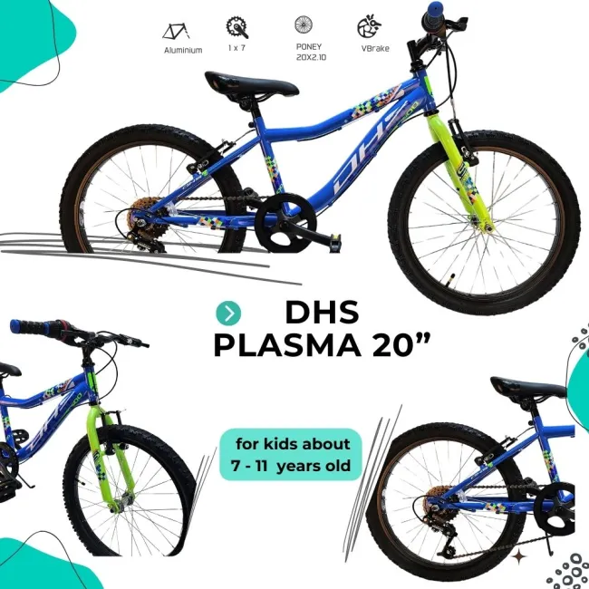 Bicicleta Copii DHS Plasma - 20 Inch, Albastru Reambalat