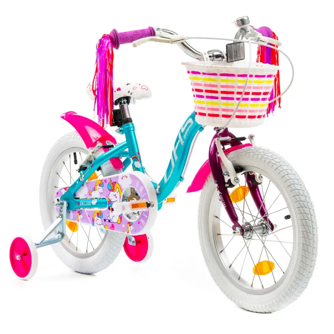 Bicicleta Copii DHS Unicorn - 16 Inch, Albastru Reambalat