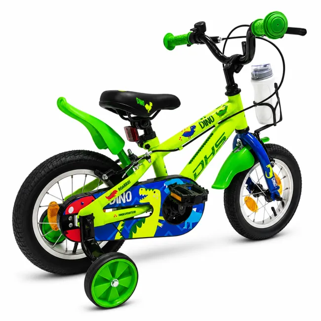 Bicicleta Copii DHS Dino - 12 Inch, Verde, Reambalat