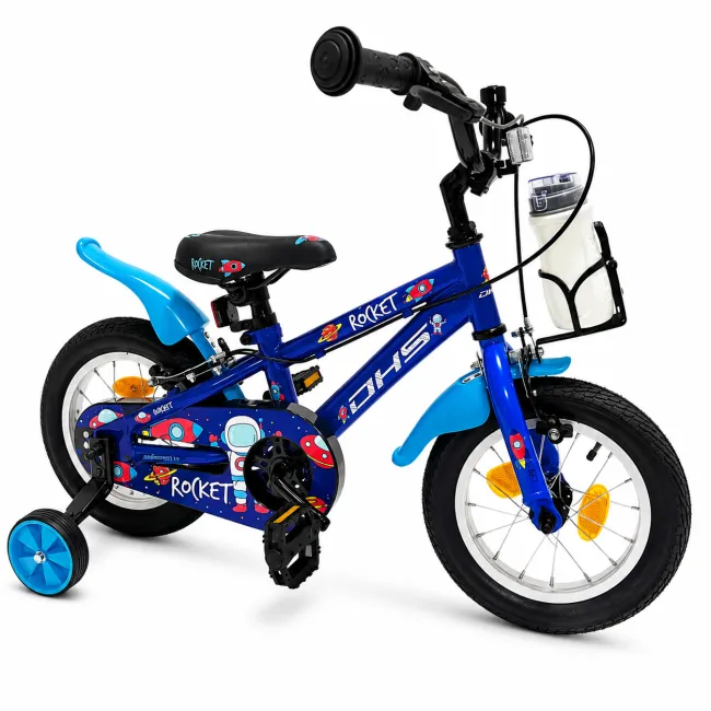 Bicicleta Copii DHS Rocket - 12 Inch, Albastru inchis, Reambalat