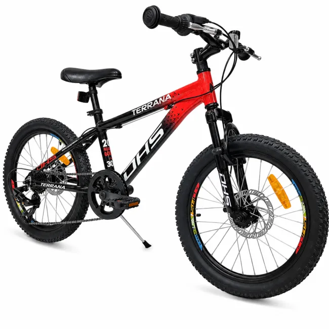 Bicicleta Copii Dhs Terrana 2023, model 2026 - 20 Inch, Rosu-Negru