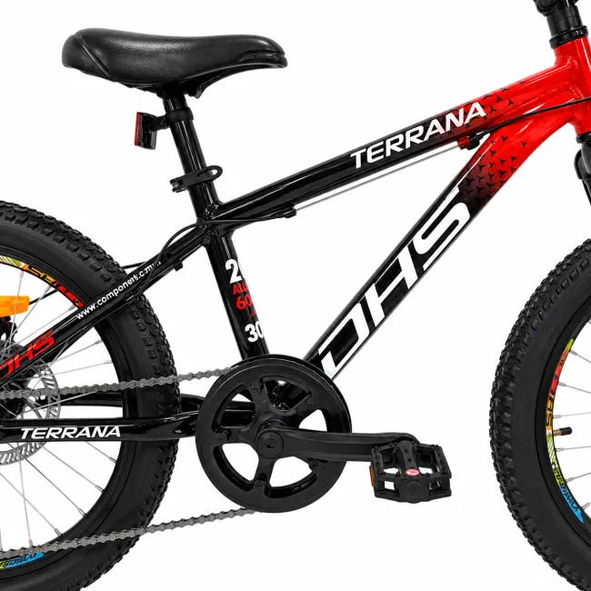 Bicicleta Copii Dhs Terrana 2023, model 2026 - 20 Inch, Rosu-Negru