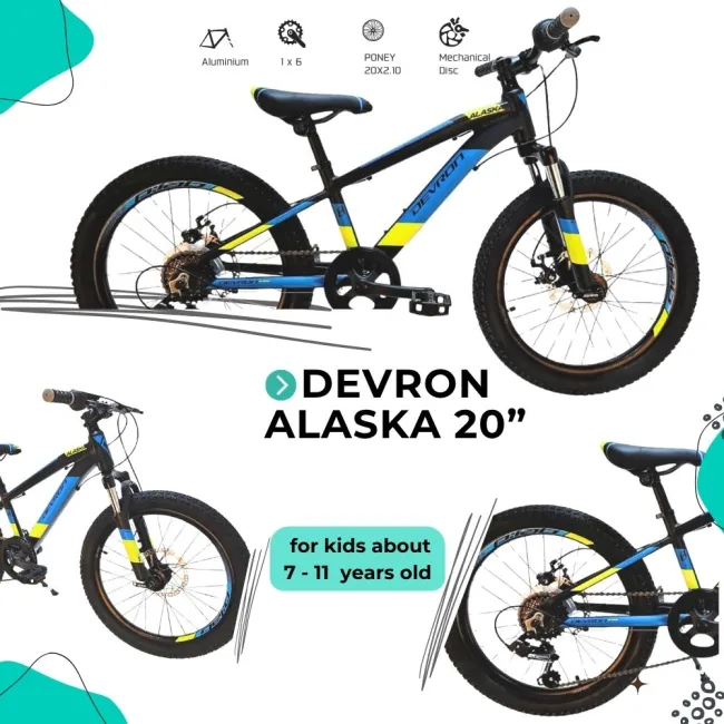 Bicicleta Copii Devron Alaska - 20 Inch, Negru-Albastru, Reambalat