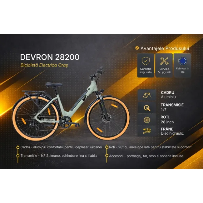 Bicicleta electrica Oras Devron 28200 - 28 inch, L, Gri Deschis