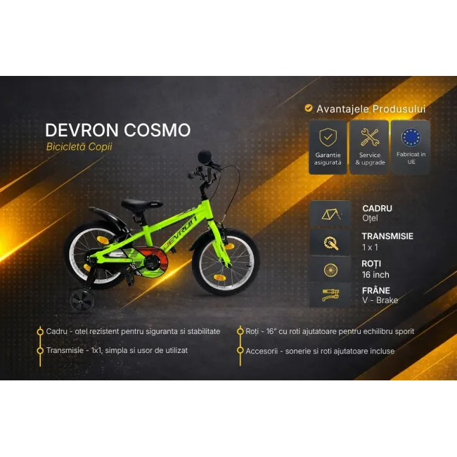 Bicicleta Copii Devron Cosmo - 16 Inch, Verde