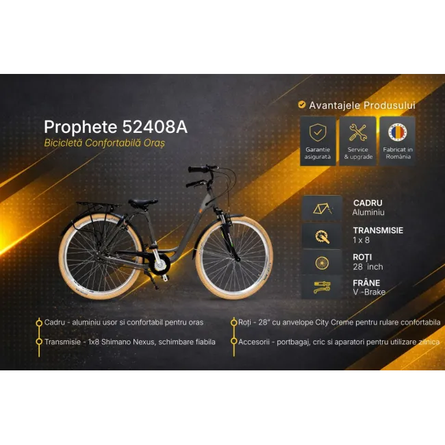 Bicicleta Oras Prophete 52408A - 28 inch, M, Gri