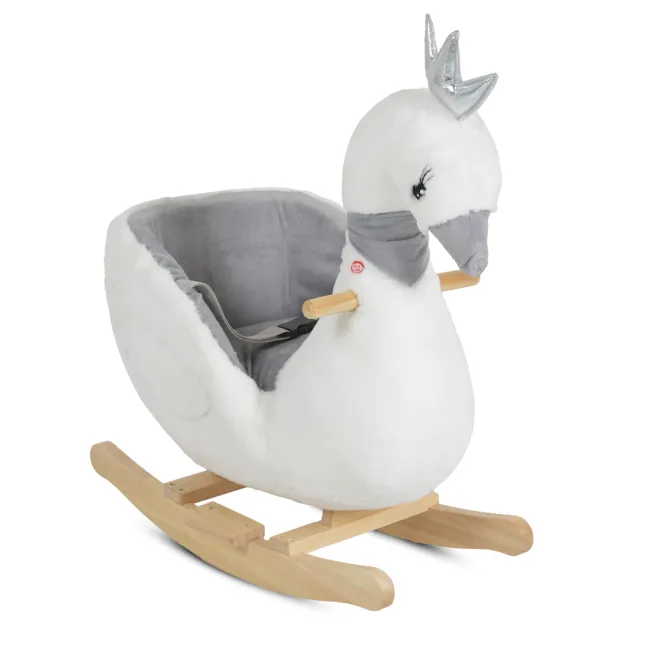 Balansoar plusat pentru copii Moni Swan, model lebada, cu manere si sezut confortabil