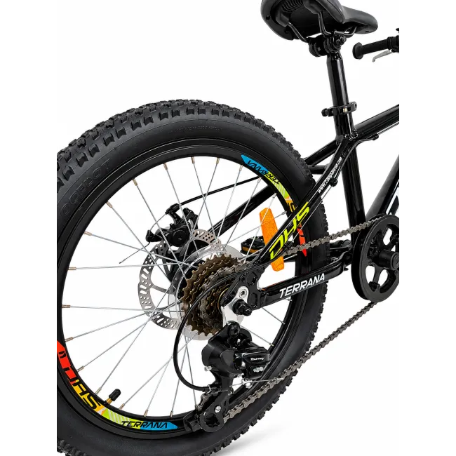 Bicicleta Copii Dhs Terrana 2023B, model 2026 - 20 Inch, Negru-Verde