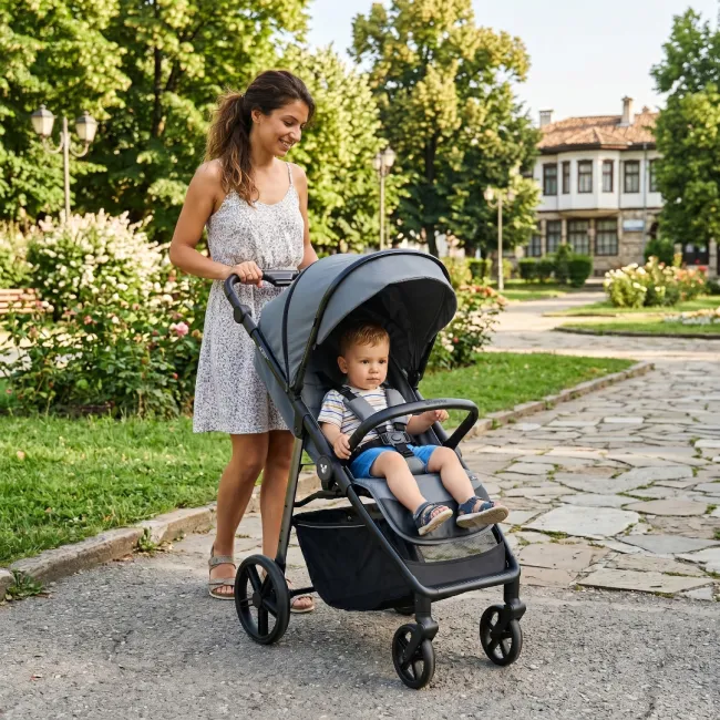 Carucior sport pentru copii Cangaroo Ace, pliabil compact, suspensie integrala, 0-4 ani, pana la 22 kg, Negru