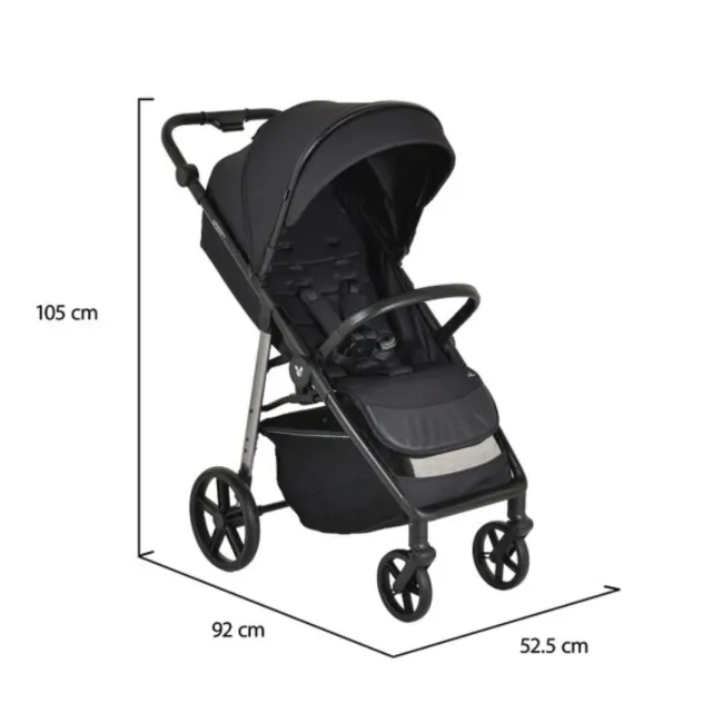 Carucior sport pentru copii Cangaroo Ace, pliabil compact, suspensie integrala, 0-4 ani, pana la 22 kg, Negru