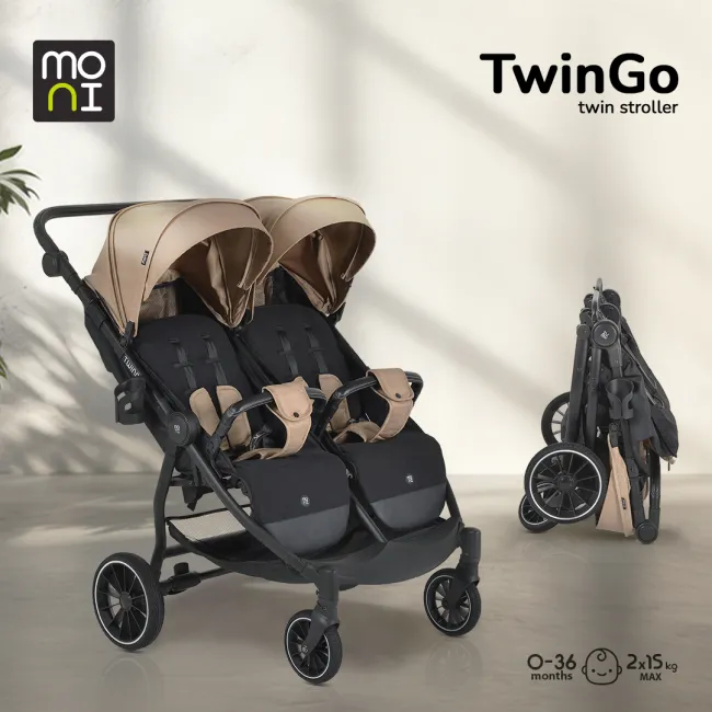 Carucior pentru gemeni Moni TwinGo, Crem