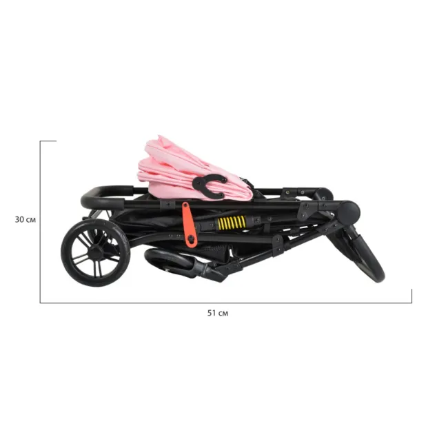 Carucior sport de vara pentru copii Moni Colibri, pliabil compact, 6 luni+, pana la 15 kg, Roz/Negru