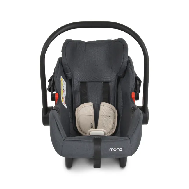 Cos auto tip scoica pentru bebelusi, Cangaroo Trio, 40-86 cm, 0-1,5 ani, siguranta si confort in masina, Gri/Bej