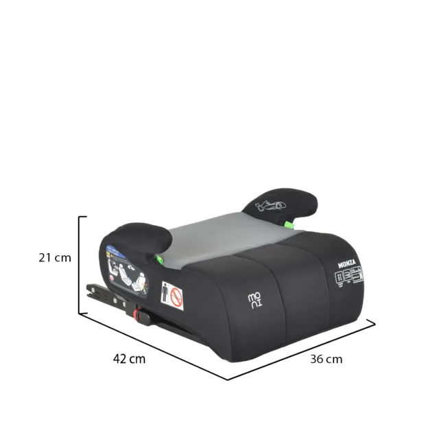 Inaltator auto copii Cangaroo Monza 125-150 cm, 6-12 ani, siguranta si confort in masina, Negru/Gri