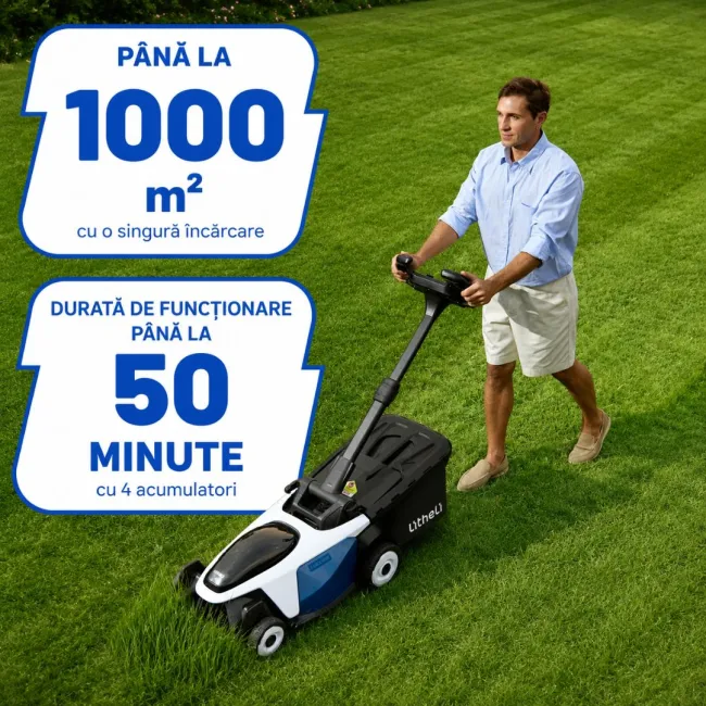 Masina de tuns gazonul autopropulsata Litheli EasySurge U20LM01 Brushless, 2x20V, 2 acumulatori 4Ah inclusi, latime taiere 430 mm