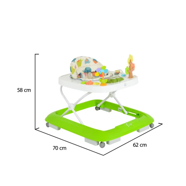 Premergator pentru bebelusi Moni Forest, centru de activitati, inaltime reglabila, Verde