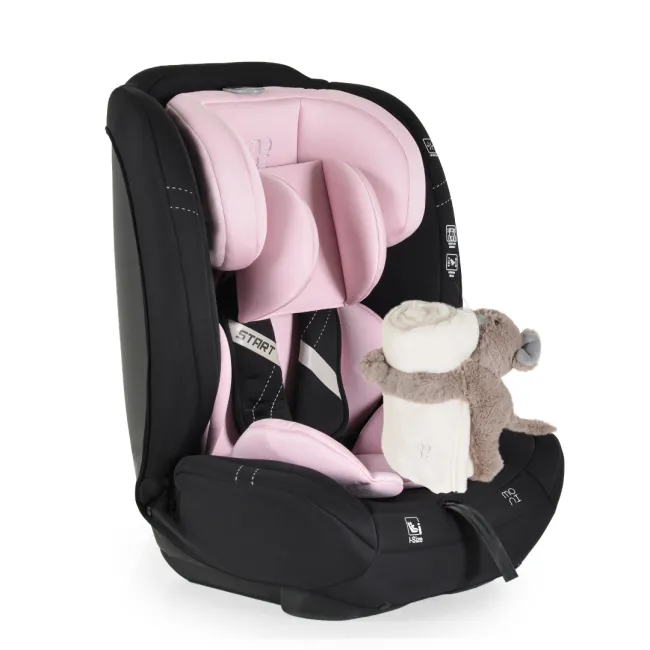 Scaun auto copii Cangaroo START 76-150 cm, 1-12 ani, siguranta si confort in masina, Negru/Roz