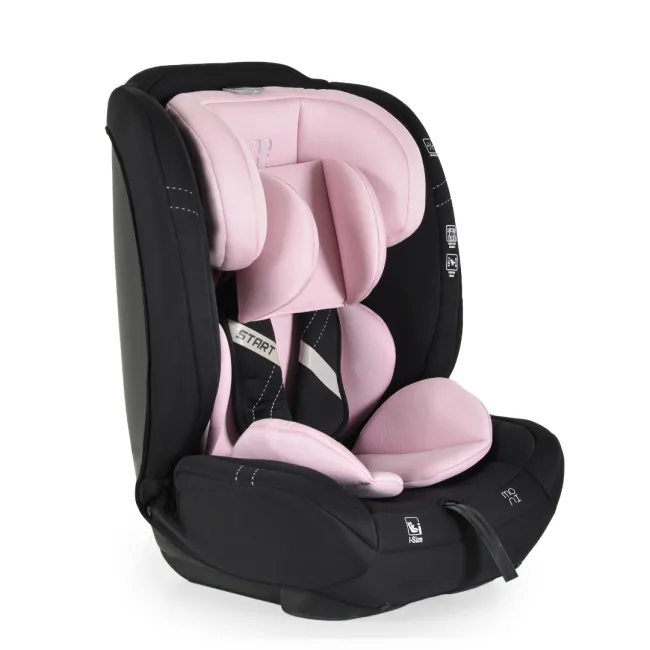 Scaun auto copii Cangaroo START 76-150 cm, 1-12 ani, siguranta si confort in masina, Negru/Roz