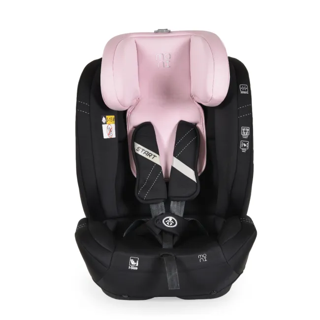 Scaun auto copii Cangaroo START 76-150 cm, 1-12 ani, siguranta si confort in masina, Negru/Roz