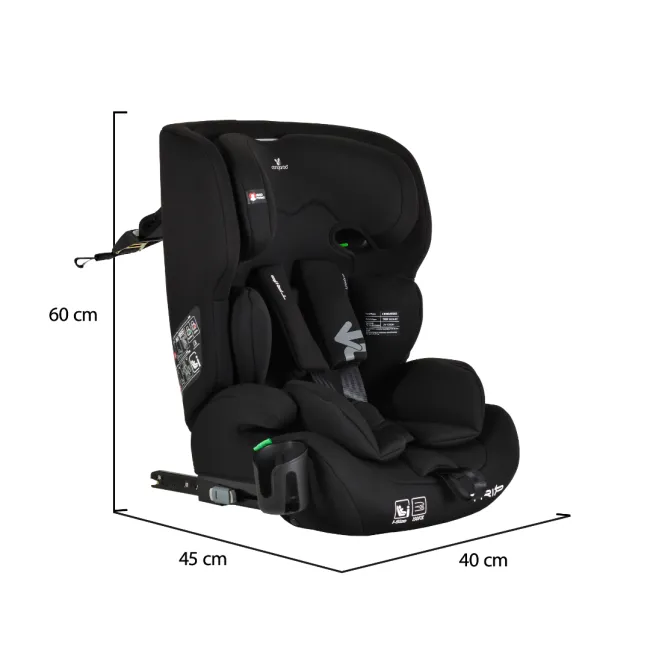 Scaun auto copii Cangaroo Trip 76-150 cm, 1-12 ani, siguranta si confort in masina, Negru