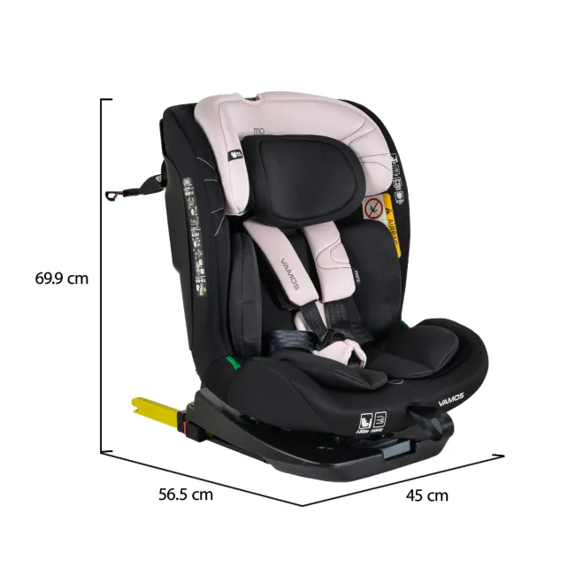 Scaun auto copii Cangaroo Vamos 40-150 cm, 0-12 ani, siguranta si confort in masina, Negru/Roz