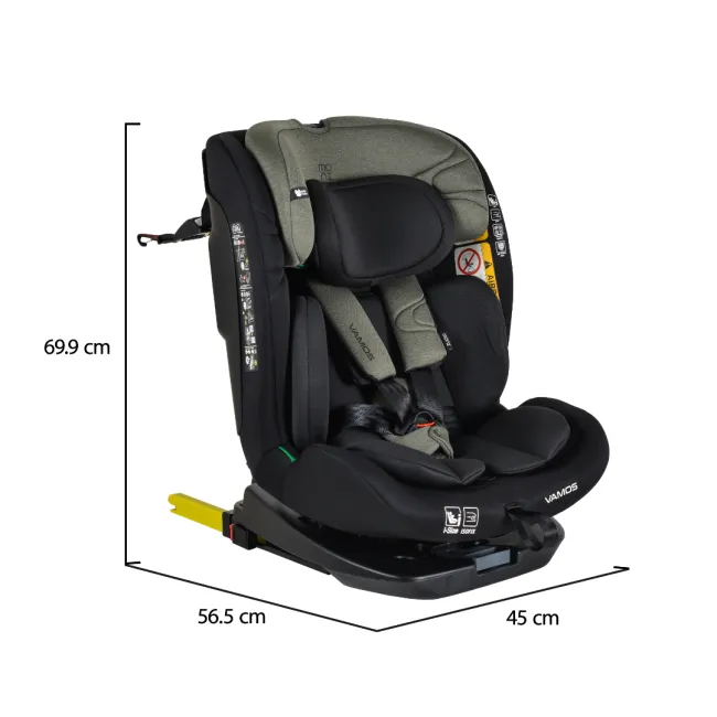 Scaun auto copii Cangaroo Vamos 40-150 cm, 0-12 ani, siguranta si confort in masina, Negru/Verde
