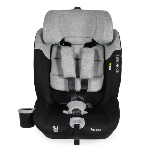 Scaun auto copii Cangaroo Falcon 76-150 cm, 1-12 ani, siguranta si confort in masina, Gri/Negru