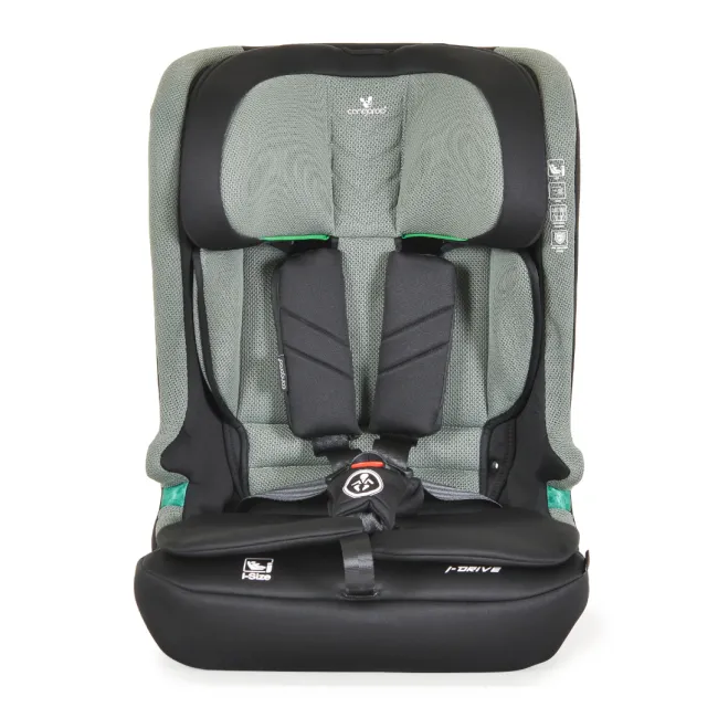 Scaun auto copii Cangaroo iDrive 76-150 cm, 1-12 ani, siguranta si confort in masina, Negru/Verde
