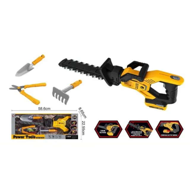 Set motocoasa de jucarie cu unelte de gradinarit, sunete si lumini T021