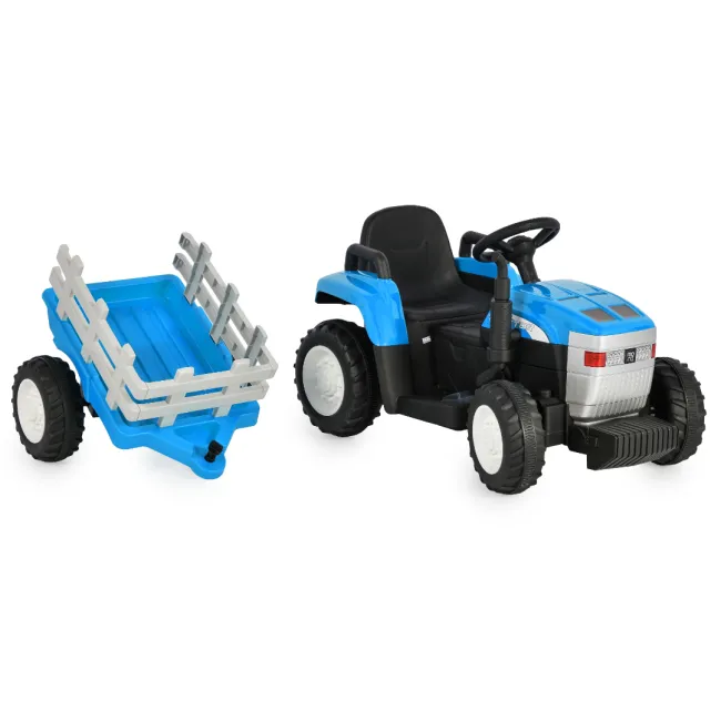 Tractor electric pentru copii Moni Dallas cu remorca, Albastru