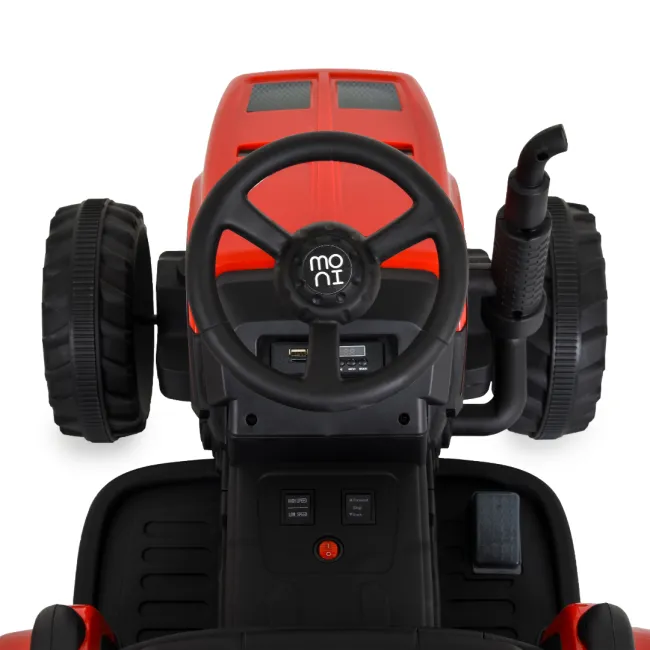 Tractor electric pentru copii Moni Dallas cu remorca, Rosu