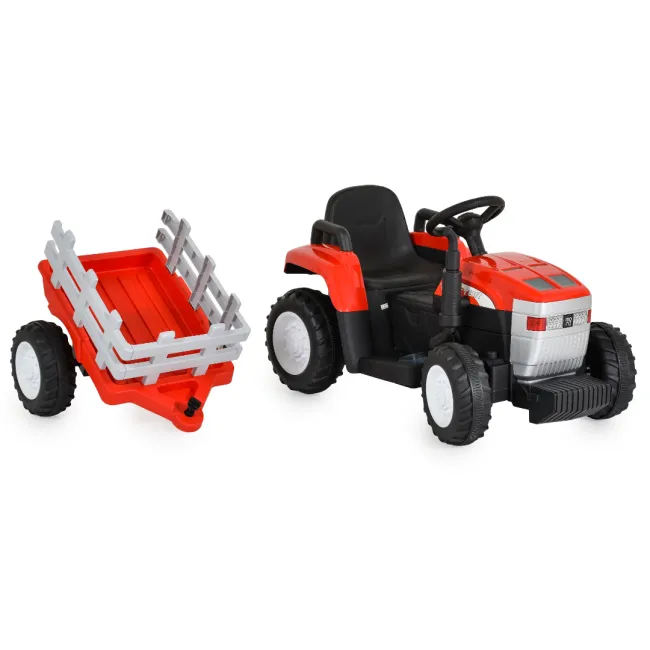 Tractor electric pentru copii Moni Dallas cu remorca, Rosu