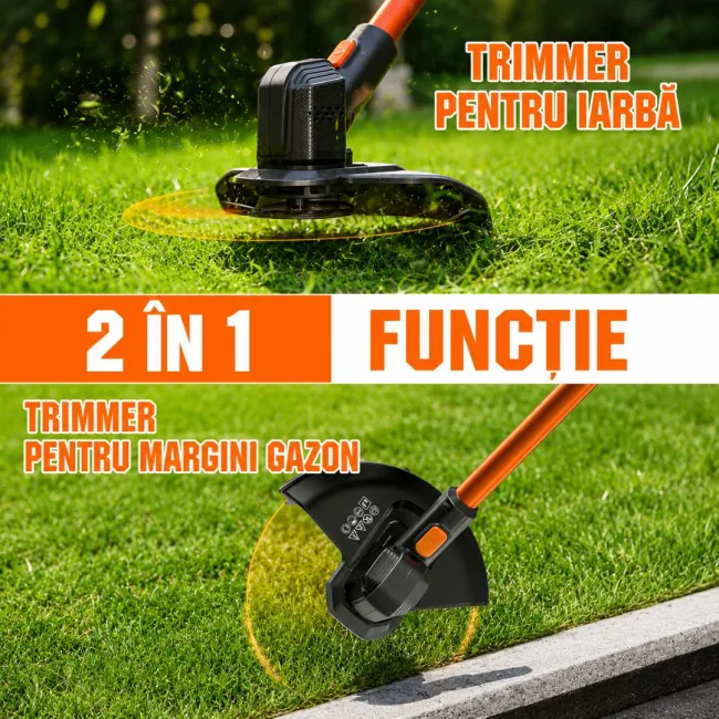 Trimmer electric pentru iarba Litheli U20GT01, 20V, acumulator 2Ah inclus, latime taiere 250 mm