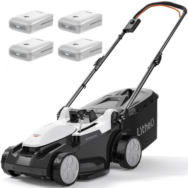 Masina de tuns gazonul Litheli U20LM03 Brushless, 2x20V, 2 acumulatori 4Ah inclusi, latime taiere 370 mm