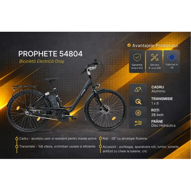 Bicicleta electrica Prophete 54804 - 28 inch, M, Negru