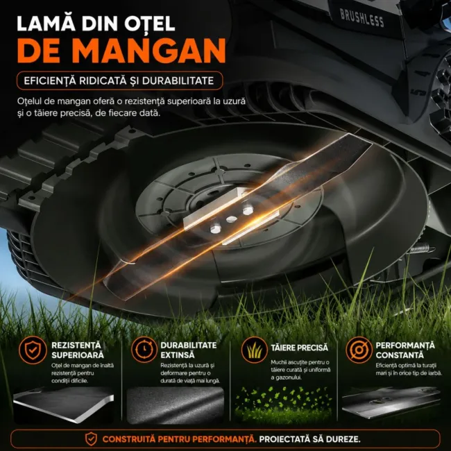 Masina de tuns gazonul Litheli U20LM00, 20V, acumulator 4Ah inclus, latime taiere 330 mm