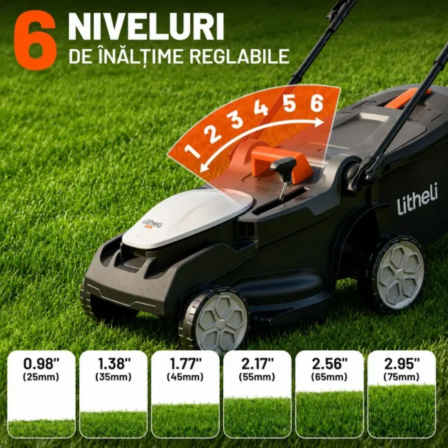 Masina de tuns gazonul Litheli U20LM00, 2x20V, 2 acumulatori 4Ah inclusi, latime taiere 370 mm