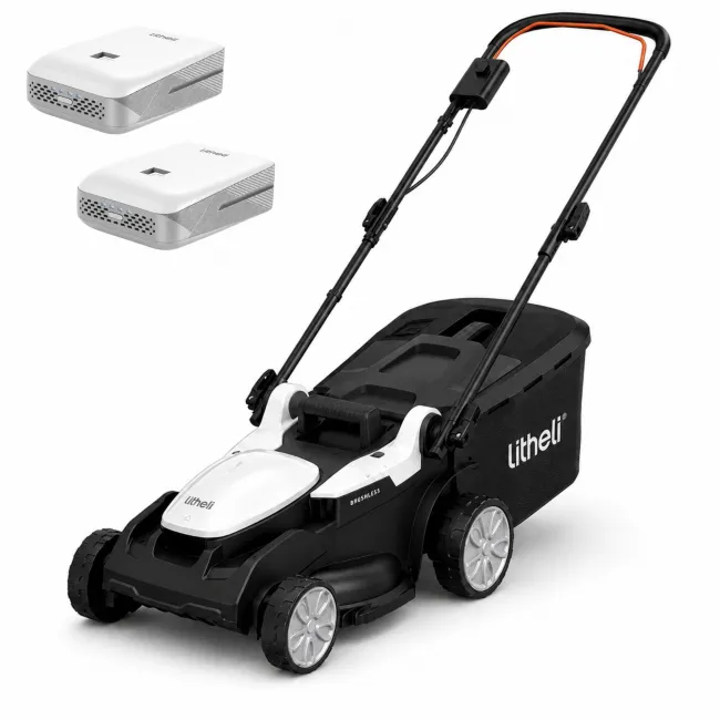 Masina de tuns gazonul Litheli U20LM00 Brushless, 2x20V, 2 acumulatori 2Ah inclusi, latime taiere 330 mm